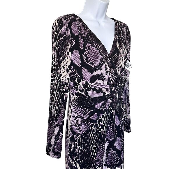 NWT David Meister 2 snake print Long Sleeve Faux Wrap Jersey Dress - Picture 16 of 16